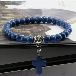 Vintage Cross Stone Beads Bracelet Charm